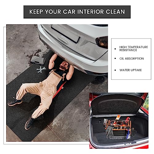 Tinideya 2 Pcs 32 x 60 Inch 3mm Thick Oil Spill Mat for Motorcycle Small Car Golf Cart, Reusable Garage Floor Mat Under Car, Rubber Backing Protect Floor from Oil Drips, Spills, Splashes and Stains