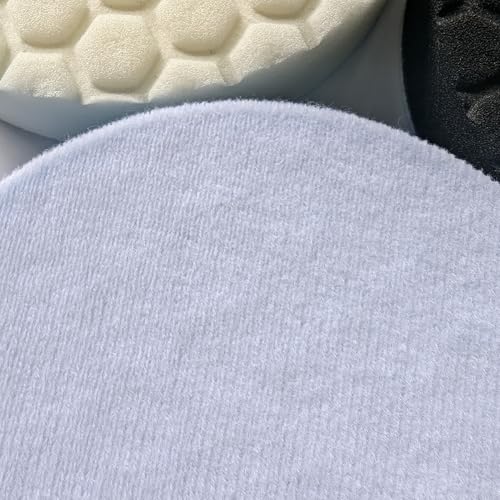 eQualle 6 Inch Buffing Pads for Car Polishing - 5 Pack Foam Polisher Pads with Hook and Loop - Fits Drill, DA Polisher - Auto Detailing, Waxing, Scratch Removal