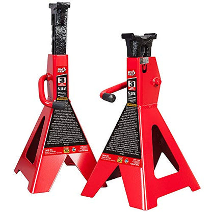 BIG RED T43006 Torin Steel Jack Stands (Fits: SUVs and Extended Height Trucks): 3 Ton (6,000 lb) Capacity, Red, 1 Pair - size: 3 Ton, style: Extended Height