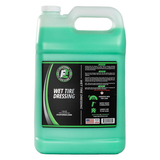 ExoForma Wet Tire Dressing Spray - Extremely High Shine Tire Dressing for That Wet Look - No Sling, Non-Greasy Silicone Formula with UV Protection - Easy to Apply, Minimal Cure Time - 128 fl oz - size: 128 Fl Oz (Pack of 1)