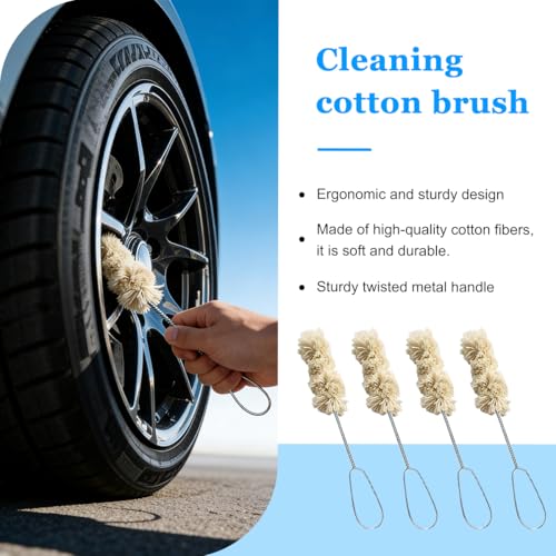 HZEL Car Tire Lubricant Brush Applicator Swab, 4PCS 11.81 Inch Extra Long Handle Vehicle Wheel Lubricant Applicator with 1PC Tread Depth Gauge, Automotive Tire Lube Brush, Universal Fit