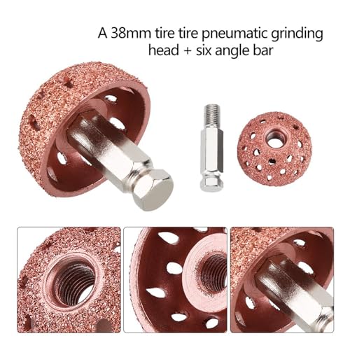 2PCS Low Speed Tire Buffer Wheel, 1.5" /38mm Grinding Wheel Head Tire Patch Roller 3/8"-24 Thread for Drill,70 Coarse Grit Buffing Wheel with Linking Rod Car Glue Tread Sidewall Tire Repair Kit