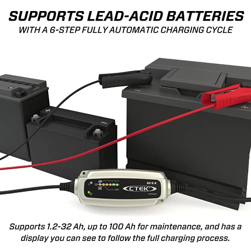 CTEK (56-865) US 0.8 12 Volt Fully Automatic 6 Step Battery Charger,Black