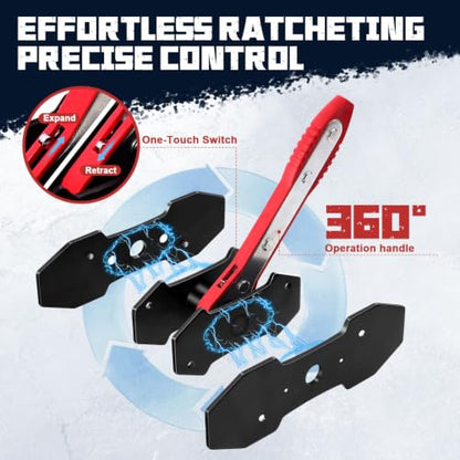 Brake Caliper Compression Tool - Ratchet Piston Press with 2 Steel Plates for Disc Brake Pad Spreader,Car Caliper Repair