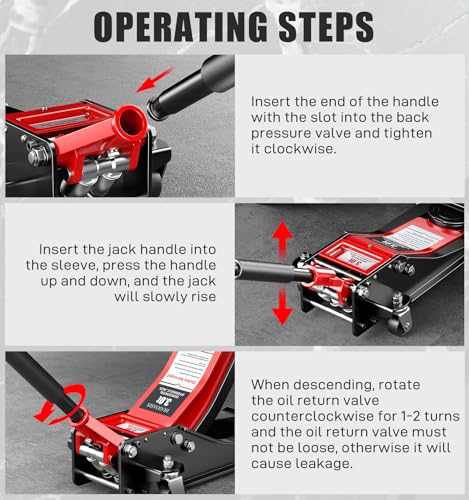 Low Profile Hydraulic Floor Jack 3T 6600lbs, Dual Piston Quick Lift, 2.95"-19.88" Lifting Range, Heavy Duty Alloy Steel 360° Swivel Wheels Car Maintenance for Sedan, SUV, Truck, Garage Auto Repair