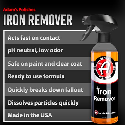 Adam's Iron Remover (16oz, 2 Pack) - Fallout & Iron Remover Spray for Car Detailing Removes Iron Particles in Auto Paint, Wheels, Motorcycle, RV & Boat - Use Before Clay Bar, Wax or Car Wash - size: 16 Fl Oz (Pack of 2)