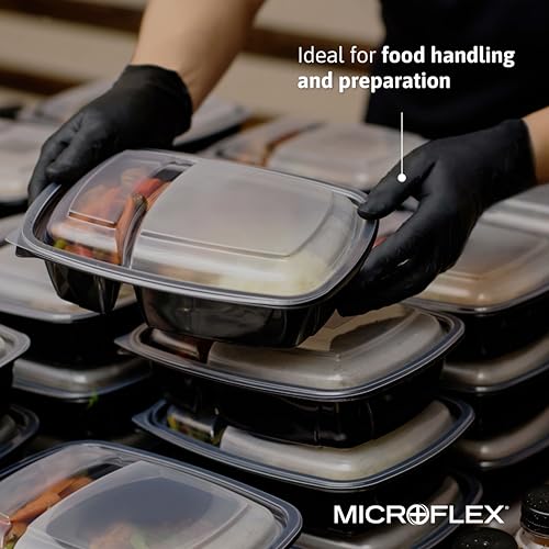 Ansell MICROFLEX MidKnight MK-296 Disposable Nitrile Gloves for Automotive w/Full Texture - Large, Black (Case of 1000) - size: Large (Pack of 1000), style: Thick