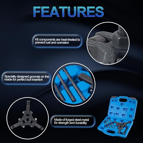 6PCS Harmonic Balancer Puller Set Jaw Puller for Harmonic Damper and Balancers Compatible for Chevy Chevrolet Chrysler GM Mitsubishi Vehicles Include 4 Forcing rods