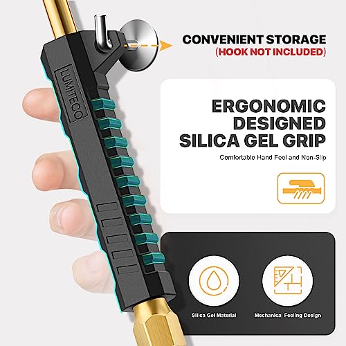 LUMITECO 12" Extended Reach Dual Head Air Chuck, 2-Way Connection 1/4" FNPT Straight Foot Lock On Tire Inflate Chuck, Tire Chuck w/Quick Plug, Air Compressor Fill Kit for Truck RV Semi Dually Tires - size: 12'' - With Handle