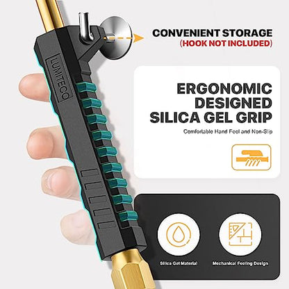 LUMITECO 12" Extended Reach Dual Head Air Chuck, 2-Way Connection 1/4" FNPT Straight Foot Lock On Tire Inflate Chuck, Tire Chuck w/Quick Plug, Air Compressor Fill Kit for Truck RV Semi Dually Tires - size: 12'' - With Handle