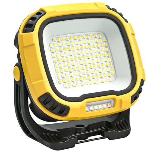 6000mAh Rechargeable Work Light, 4000LM Magnetic Work Light | 136-LED Work Light with Hook, IP65 Waterproof, 30H Runtime, Portable Shop Light, Car Repair, Outdoors, Emergency(Yellow) - color: Yellow, size: 1 Pack