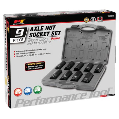 Performance Tool W89318 Axle Nut Socket Set, 9-Piece