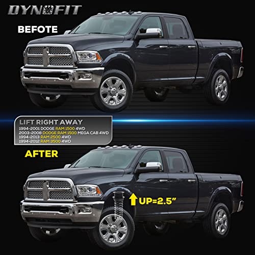 Dynofit 2.5" Leveling Lift Kit for Dodge Ram 2500/3500 (1994-2013) 4WD, Front Suspension Level Kit Coil Spring Strut Spacer for 1994-2001 Ram1500, Set of 2-Piece - size: 2.5 Inch (For 4WD)