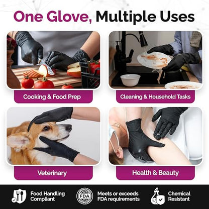 GripProtect® Precise Black Nitrile Gloves, Exam, 4 Mil, Food, Home, Cleaning, Medical/Dental, Tattoo (X-Large, 100) - size: X-Large (100 Count)