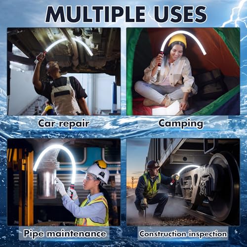 3 Pcs 29" Bendable LED Flashlight Stick Rechargeable Flexible Work Light Stick with a Pair of Gloves High Lumen & 3 Brightness Modes 360° Rotate for Car Repairs Mechanical Inspection - size: 29 inches