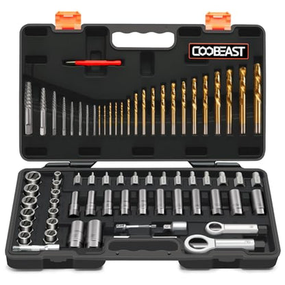 72Pcs Bolt Extractor Kit,Left Hand Drill Bit,Easy Out Screw Bolt Extractor | Heavy Duty,Durable&Resistant Damage,Solve Broken Screw Nuts,Multiple Size Options,for Men's Gift,Home Mechanical DIY - size: 72PCS