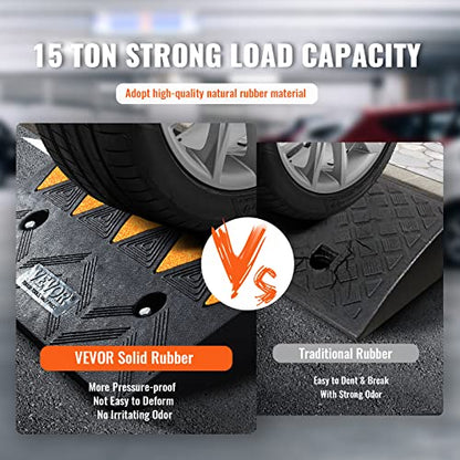 VEVOR Rubber Curb Ramp 2 Pack, 4.3" Rise Height Heavy-Duty 33069 lbs/15 T Capacity Threshold Ramps, Driveway Ramps with Stable Grid Structure for Cars, Wheelchairs, Bikes, Motorcycles - size: 4.3" H