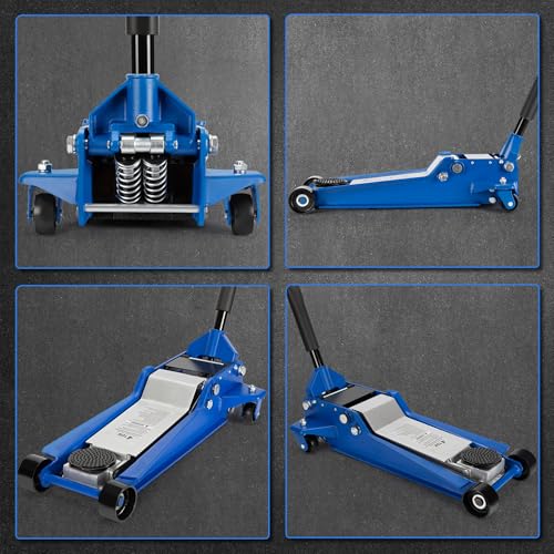 A A IN Hydraulic Low Profile Service/Floor Jack with Dual Piston Quick Lift Pump, 4 Ton (8,000 lb) Capacity, Blue - color: Blue, style: 4 ton