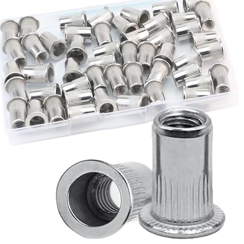 5/16''-18 UNC Rivet Nut, 50Pcs 304 Stainless Steel Flat Head Rivnut Threaded Insert Nutsert - color: Silver, size: 5/16''-18