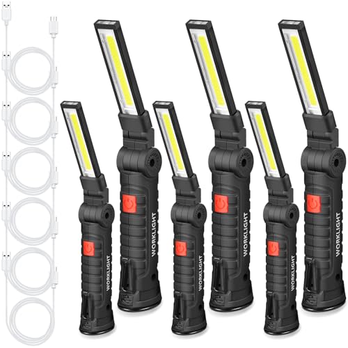 Tuanse LED Rechargeable Work Light with Magnetic Base Hanging Hook, 360° Rotate Magnetic Flashlights for Mechanics Car Repair Home Garage Camping, Tool Gifts for Men Dad Father(6 Pcs,Large and Small) - size: Large and Small