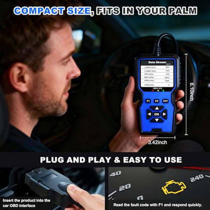 OBD2 Scanner Tool, Upgraded V519 Vehicle Code Reader for Check Engine Light Clear Fault Codes, Live Data Professional OBDII Scan Tool for 1996 OBD2 Protocol Vehicle, Blue