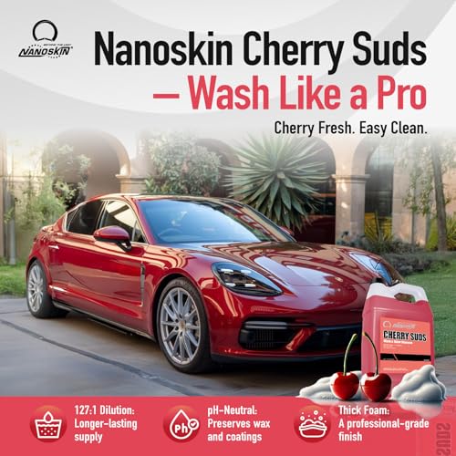 Nanoskin CHERRY SUDS Foaming Car Wash Shampoo 16 Oz. - Works with Foam Cannon, Foam Gun, Bucket Washes, Car Soap for Pressure Washer | Safe for Cars Trucks, Motorcycles, RVs & More | Cherry Scented - size: 16 Fl Oz (Pack of 1)