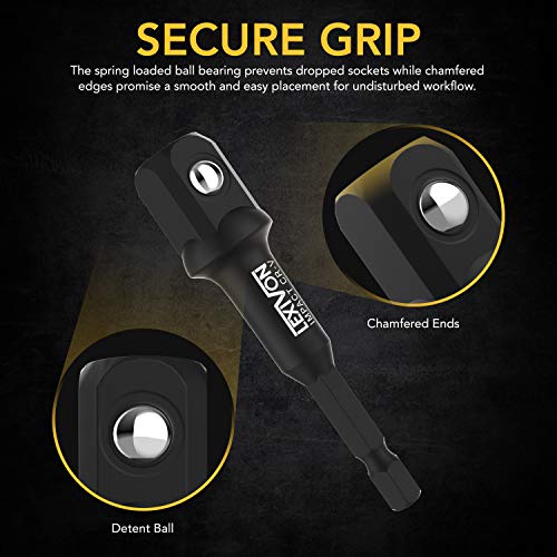 LEXIVON [2-Pack] Impact Grade Socket Adapter Set, 3" Extension Bit With Holder | 3-Piece 1/4", 3/8", and 1/2" Drive, Adapt Your Power Drill To High Torque Impact Wrench (LX-101X2) - style: 2-Pack Impact Adapter Set