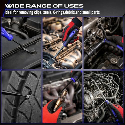 17PCS Pick and Hook Tool Set with Magnetic Pickup Tool, Trim Removal Tools, Clip Removal Plier, Fastener Removers and Gasket Scraper for Automotive, O-Ring, Gasket, Hose, Panel Removal and Car Repair - color: 17PCS Full Removal Tool Kit