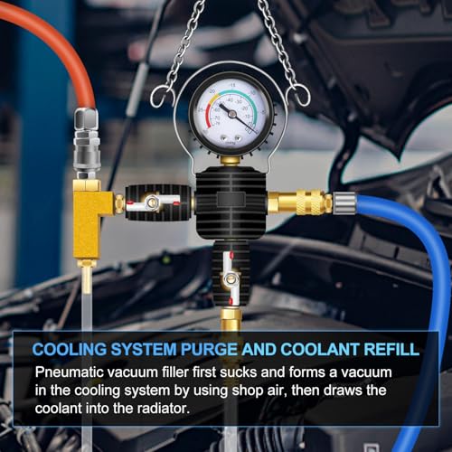 JIFETOR 28PCS Radiator Pressure Leak Test Pneumatic Coolant Refill Tool Kit | Auto Cooling System Leakage Tester and Water Tank Pneumatic Vacuum Purge Filling Set Universal for Airlift Car Auto Truck - color: Blue Case