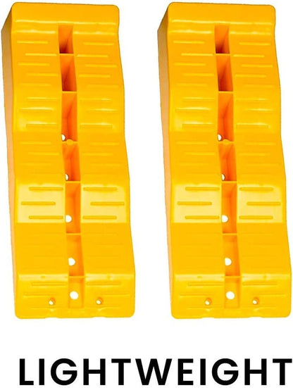 Yellow Leveling Car Ramps – Zento Deals Tri-Leveler, Sturdy Material on Uneven Ground, Universal Fit for Cars Trailer SUV, Stable Ramp/Wheel Chocks Premium Quality - size: 4 sets
