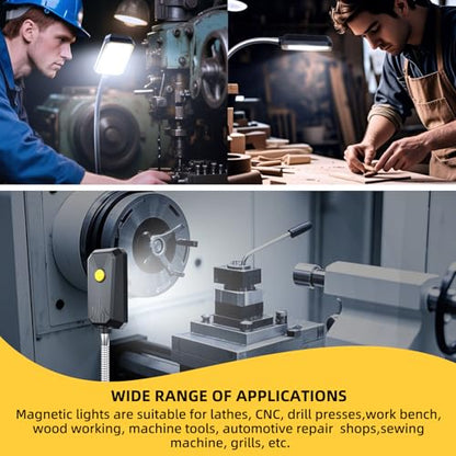 Magnetic Work Light, LED Machine Light with Flexible Gooseneck and Magnetic Base,25W 200~240V Volt Machine Light for Lathe,Work Bench, Sewing Machine,Workbench Industrial Lighting