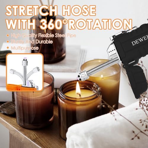DEWEL Rechargeable Electric Arc Lighter, Waterproof USB C Lighter with LED Battery Display, Flashlight, and 360° Flexible Extendable Neck, Perfect for Candle, Camping, and Outdoor Adventure