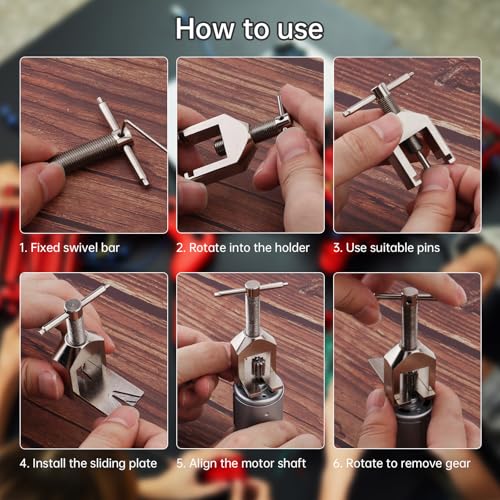 Upgraded Motor Pinion Gear Puller Remover Set RC Motor Gear Puller for Vehicle Model/Small Motor Rc Helicopter Motor Pinion Parts with 6 pcs Thickened and Enlarged Top Pin (1PCS)