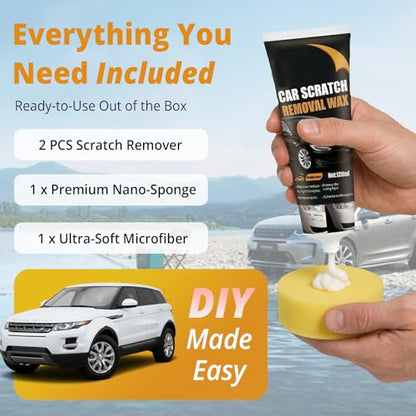 Car Scratch Remover, Professional Scratch Repair Wax & Swirl Remover for Vehicles, Ultimate Paint Restorer & Clear Coat Safe Polishing Compound Kit, Easy to Use for All Paint Colors, 2 Pcs