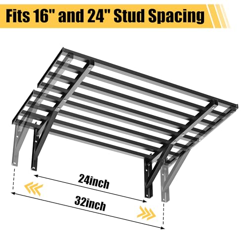 Ultrawall Heavy Duty Garage Wall Shelves, 2 x 3 ft Wall Mounted Storage Shelves, Holds Up to 800Lbs, 2Pack, Black - size: 36in