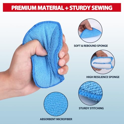 Microfiber Wax Applicator Pads, 5 Inch Round Foam Buffing & Detailing Polishing Pads, Reusable Car Wax Applicator for Car Cleaning, Waxing & Fine Polishing, 12 Pack