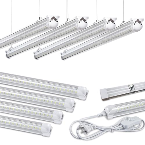 Skymoatled 8Pack 4FT LED Shop Light Garage Lights,50W 6000K 7500LM White Light,Hanging/Surface Mount,T8 4FT Tube Lamp for Warehouse Workshop Basement,Linkable LED Shop Lights,Plug and Play - size: 4FT-8Pack-6000K