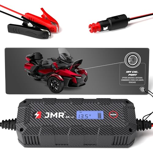 JMR 12V Battery Charger for Can-am, 12V Cig. Port, Add Lithium Mode | Trickle Charger Conditioner Maintainer For SPYDER MAVERICK DEFENDER COMMANDER RYKER OUTLANDER RENEGADE All Models - size: Add Lithium Mode