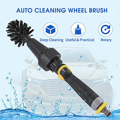 Estink Water Powered Wheel Brush Auto Car Wheel Brush for Hose, Rotating Water Wheel Scrubber for Car Truck Motorcycle Bike