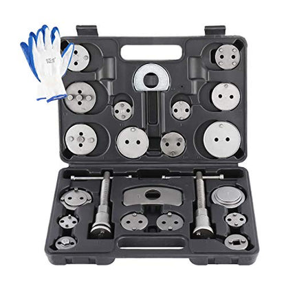8MILELAKE 24pcs Disc Brake Caliper Compression Wind Back Tool Kit, Heavy Duty Brake Piston Caliper Compression Tool Set for Brake Pad Replacement