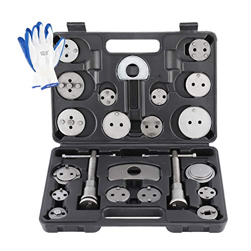 8MILELAKE 24pcs Disc Brake Caliper Compression Wind Back Tool Kit, Heavy Duty Brake Piston Caliper Compression Tool Set for Brake Pad Replacement