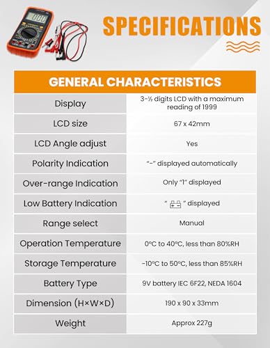 Digital Multimeter Tester Portable Multimeter Multi Testers for Electrical Applications Smart Multi Meter Measures Voltage, Current, Resistance, Continuity and Diode (Model AMT32) - style: Model 1
