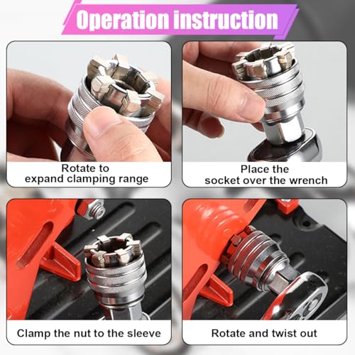 ZIMISI Universal Socket Wrench, 10-19mm Magic Sleeve Tool (Sockets) | Adjustable Manual Socket Set for Power Drill, Torque Wrench, 3/8" Drive Ratchet - size: Socket Wrench