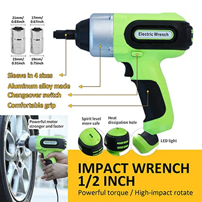 Electric Car Jack Kit 5Ton 12V Car Jack Hydraulic (Lifting Range: 6.1-20.86 inch) with Impact Wrench & Inflator for SUV MPV Sedan Truck with LCD Tire Pressure Display - color: Jack+Wrench+Air Pump+LCD