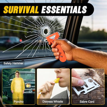 Nilight Car Emergency Kit with Jumper Cable, First Aid Kit Safety Assistance Tools for Travel Camping Outdoor Cars Truck SUV RV, Roadside Essentials with Flash Light - color: Essential Kit+Air Compressor+Tire Fuse kit