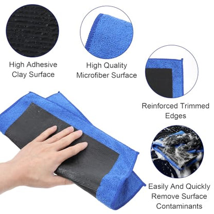 4 Pack Clay Towel Auto Detailing 12 x 12 Inch Clay Bar Towel Microfiber Car Cloth Cleaner Fine Grade Car Towels Automotive for Car Detailing Cleaning Polishing DIY Detail Tool Kit