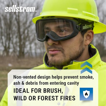 Sellstrom Odyssey II Wildland Fire Safety Goggles - Anti-Fog, Anti-Scratch Eye Protection Goggles for Men & Women - FR Strap, fits over Glasses, ANSI Z87.1 - style: Clear Lens
