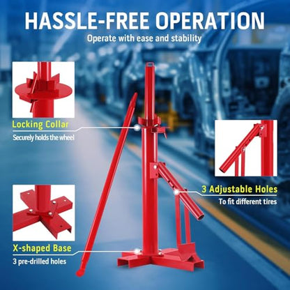 Portable Manual Tire Changer, Heavy Duty Bead Breaker & Wheel Mount Demount Tool, Fits 8" to 21" Tires for Cars, Trucks, Motorcycles