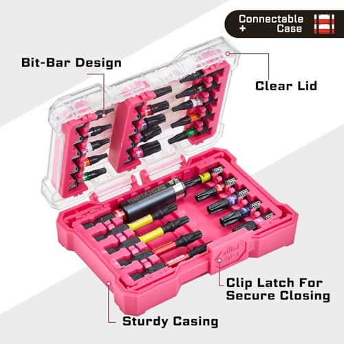 Geinxurn 65Pieces Impact Screwdriver Bits Set, Magnetic S2 Steel Phillips/Square/Torx Insert Power Bits Tips,Impact Bit Holder and Nut Driver with Storage Box Case - style: 65pcs-Pk/Yw/Bg