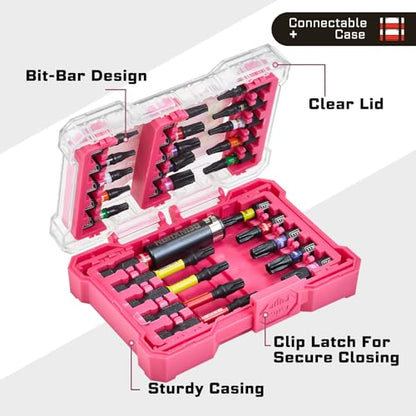 Geinxurn 65Pieces Impact Screwdriver Bits Set, Magnetic S2 Steel Phillips/Square/Torx Insert Power Bits Tips,Impact Bit Holder and Nut Driver with Storage Box Case - style: 65pcs-Pk/Yw/Bg